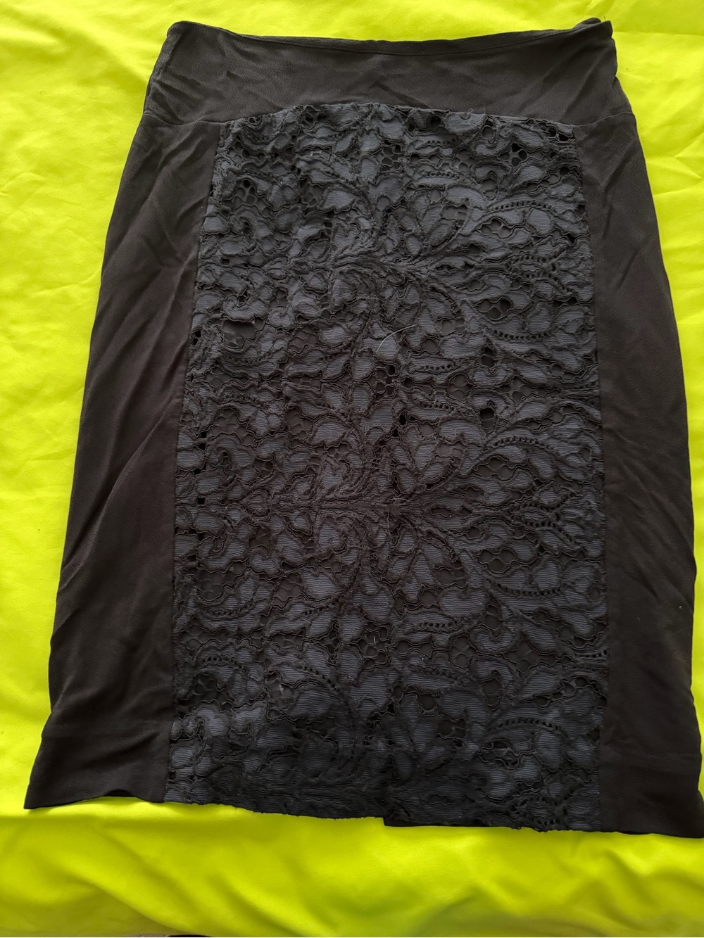 Diane Von Furstenberg Black Lace-Front Pencil Skirt